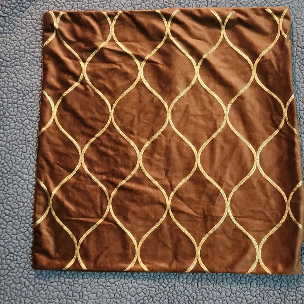 Set Of Two Throw Pillow Covers Brown And Gold 19x19.5